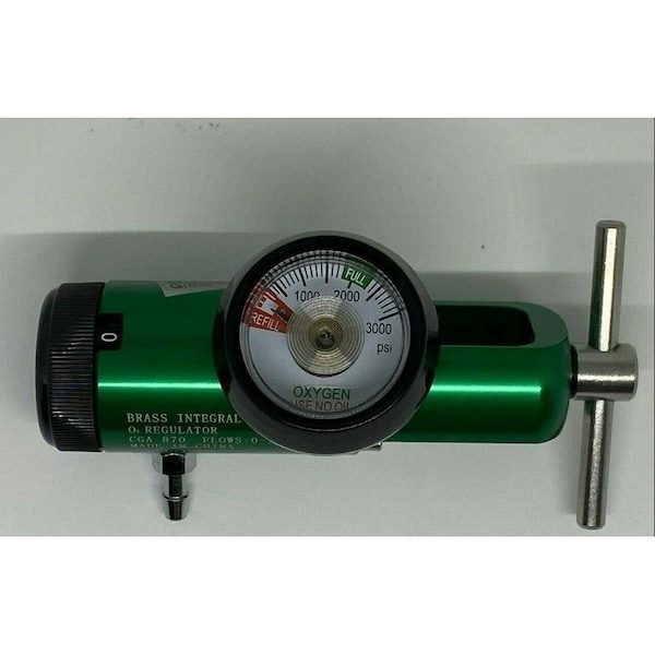 Oxygen Tank Regulator Model Mini TRM8-8B 0-8 LPM. CGA870 w/Barb Outlet